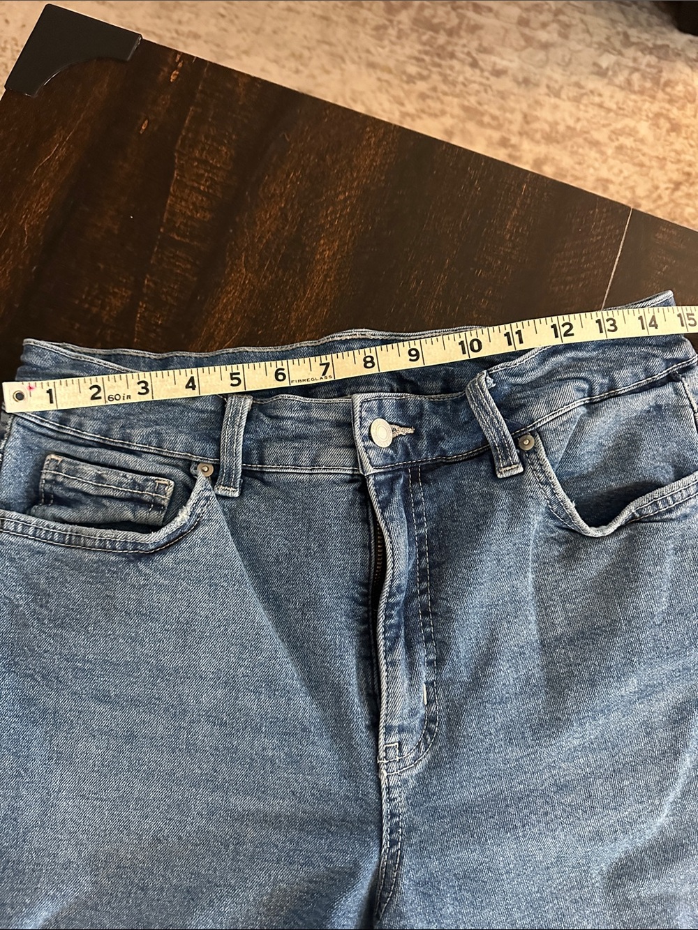 Time and Tru Medium Wash Straight-Leg Jeans with Frayed Hem - Picture 4 of 5